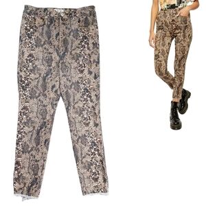 We The Free Two Faced Snakeskin Raw Hem High Rise Jeggings Boho Free People